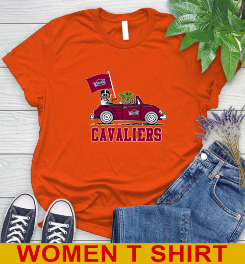 NBA Basketball Cleveland Cavaliers Darth Vader Baby Yoda Driving Star Wars Shirt Women's T-Shirt 4