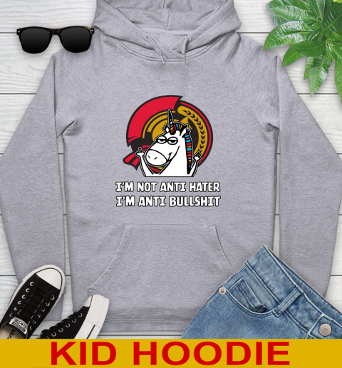 Ottawa Senators NHL Hockey Unicorn I'm Not Anti Hater I'm Anti Bullshit Youth Hoodie 6