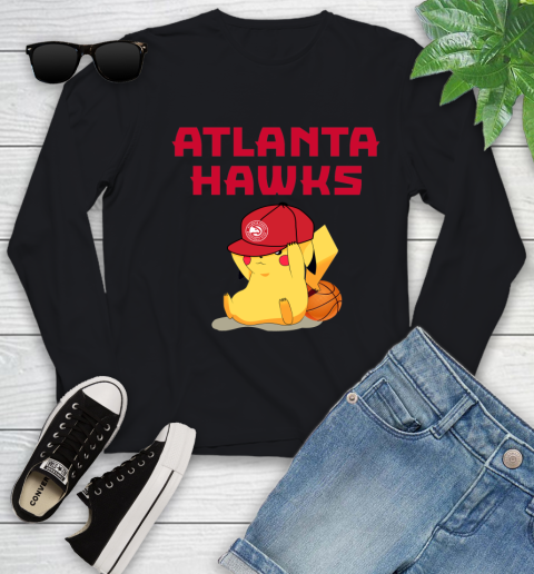 NBA Pikachu Basketball Sports Atlanta Hawks Youth Long Sleeve 2