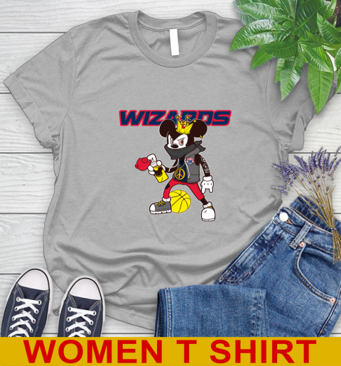 Washington Wizards NBA Basketball Mickey Peace Sign Sports Women's T-Shirt 5