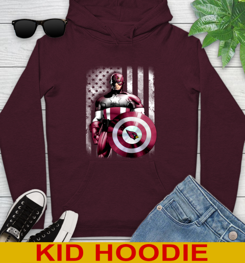 Arizona Cardinals NFL Football Captain America Marvel Avengers American Flag Shirt Youth Hoodie 7