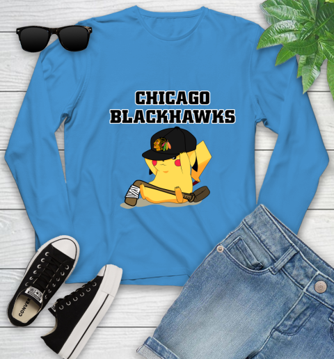 NHL Pikachu Hockey Sports Chicago Blackhawks Youth Long Sleeve 7