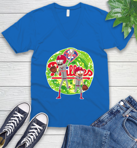 MLB Philadelphia Phillies Rick And Morty Baseball Sports V-Neck T-Shirt 6