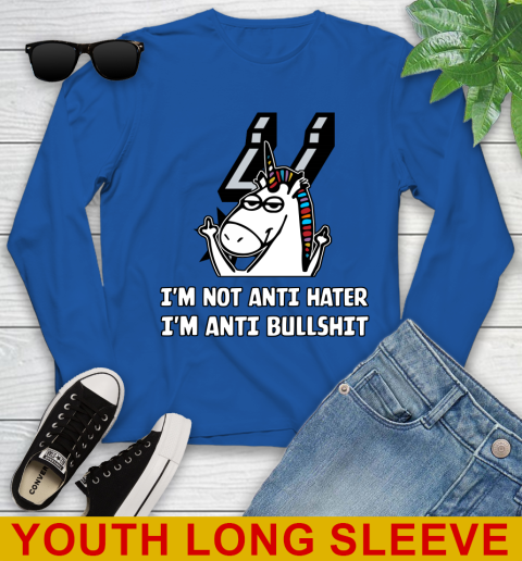 San Antonio Spurs NBA Basketball Unicorn I'm Not Anti Hater I'm Anti Bullshit Youth Long Sleeve 10