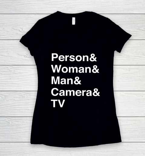 Person Woman Man Camera TV Women's V-Neck T-Shirt