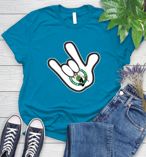 Boston Celtics NBA Basketball Mickey Rock Hand Disney Women's T-Shirt 7