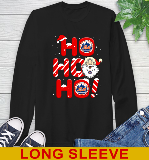 New York Mets MLB Baseball Ho Ho Ho Santa Claus Merry Christmas Shirt Long Sleeve T-Shirt