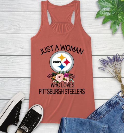 NFL Just A Woman Who Loves Pittsburgh Steelers Football Sports Racerback Tank 2