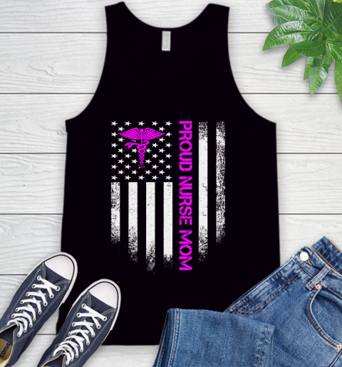 Nurse Shirt Vintage USA American Flag Proud Nurse Mom Distressed Funny T Shirt Tank Top