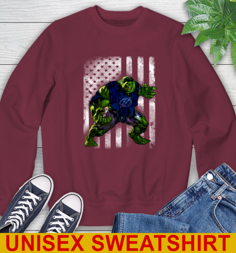 Tampa Bay Lightning Hulk Marvel Avengers NHL Hockey American Flag Sweatshirt 6