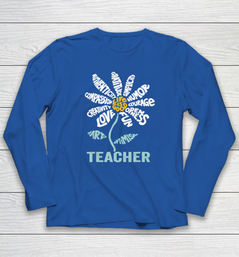 Life is good Teacher Daisy T shirt Teach School Sunflower Long Sleeve T-Shirt 5