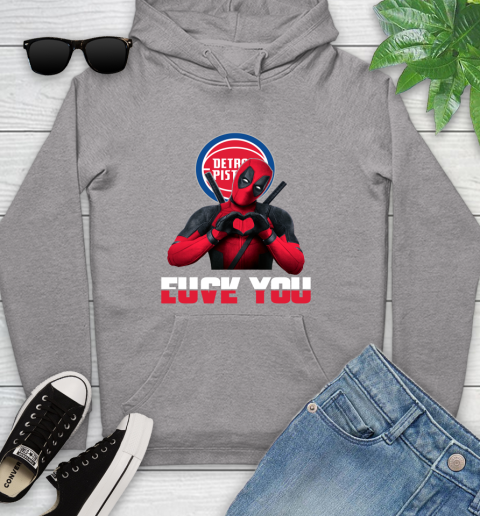 NBA Detroit Pistons Deadpool Love You Fuck You Basketball Sports Youth Hoodie 6