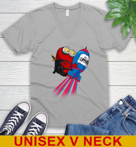 NBA Basketball LA Clippers Deadpool Minion Marvel Shirt V-Neck T-Shirt 3