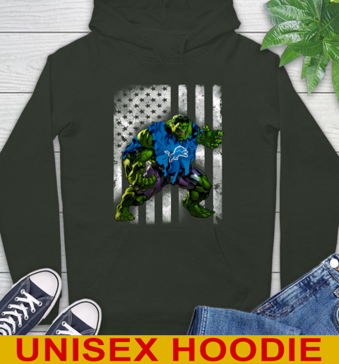 Detroit Lions Hulk Marvel Avengers NFL Football American Flag Hoodie 12