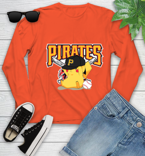 MLB Pikachu Baseball Sports Pittsburgh Pirates Youth Long Sleeve 4