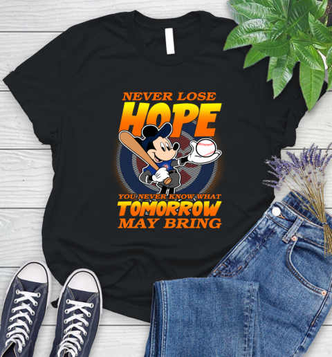Chicago Cubs MLB Baseball Mickey Disney Never Lose Hope Women's T-Shirt