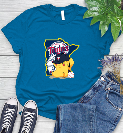 MLB Pikachu Baseball Sports Minnesota Twins Women's T-Shirt 7