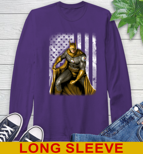 Pittsburgh Steelers NFL Football Batman DC American Flag Shirt Long Sleeve T-Shirt 5
