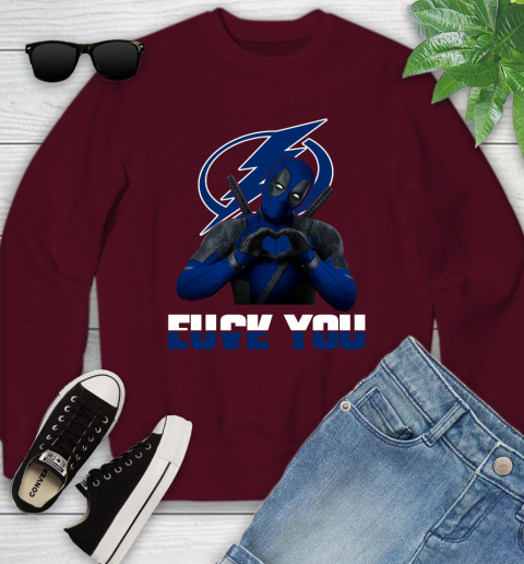 NHL Tampa Bay Lightning Deadpool Love You Fuck You Hockey Sports Youth Sweatshirt 4