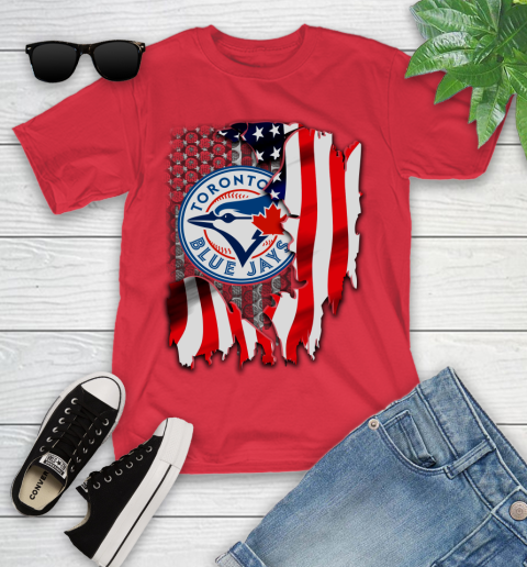 Toronto Blue Jays MLB Baseball American Flag Youth T-Shirt 13