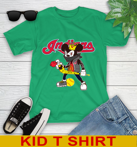 Cleveland Indians MLB Baseball Mickey Peace Sign Sports Youth T-Shirt 6