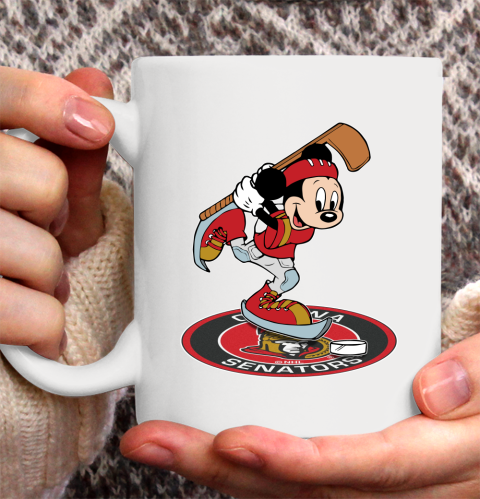 NHL Hockey Ottawa Senator Cheerful Mickey Disney Shirt Ceramic Mug 15oz 2