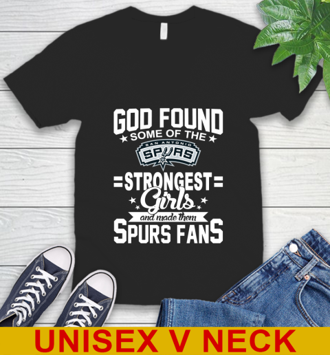 San Antonio Spurs NBA Basketball God Found Some Of The Strongest Girls Adoring Fans V-Neck T-Shirt