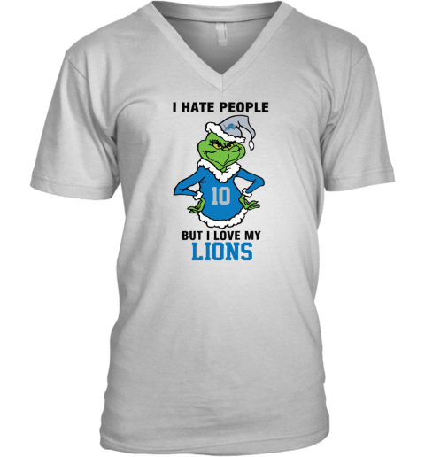 I Hate People But I Love My Lions Detroit Lions NFL Teams V-Neck T-Shirt