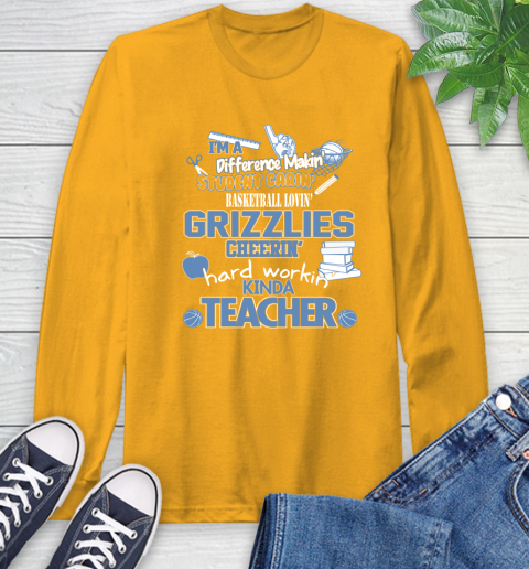 Memphis Grizzlies NBA I'm A Difference Making Student Caring Basketball Loving Kinda Teacher Long Sleeve T-Shirt 2