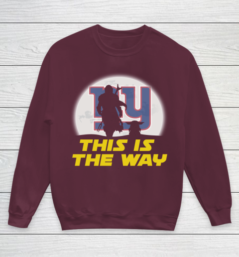 New York Giants NFL Football Star Wars Yoda And Mandalorian This Is The Way Youth Sweatshirt 4