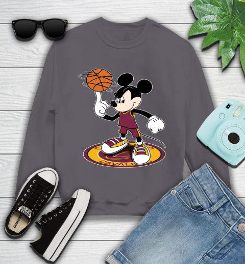NBA Basketball Cleveland Cavaliers Cheerful Mickey Disney Shirt Youth Sweatshirt 5