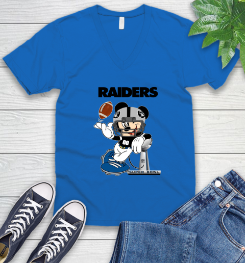 NFL Oakland Raiders Mickey Mouse Disney Super Bowl Football T Shirt V-Neck T-Shirt 6