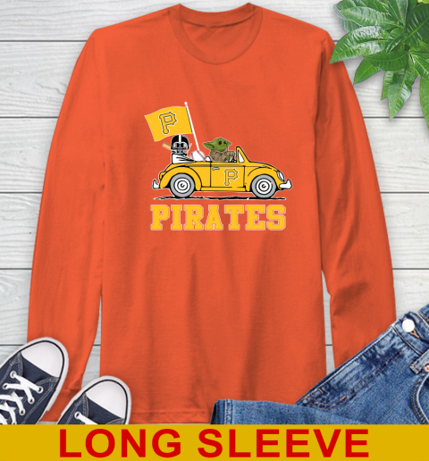 MLB Baseball Pittsburgh Pirates Darth Vader Baby Yoda Driving Star Wars Shirt Long Sleeve T-Shirt 5