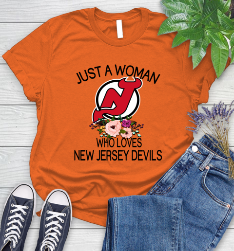 NHL Just A Woman Who Loves New Jersey Devils Hockey Sports Women's T-Shirt 2