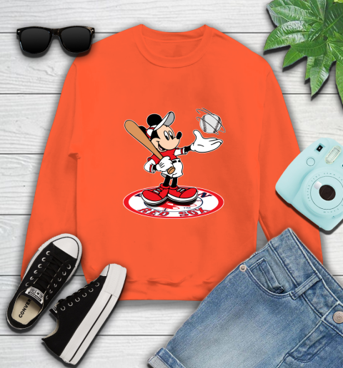 MLB Baseball Boston Red Sox Cheerful Mickey Disney Shirt Sweatshirt 4