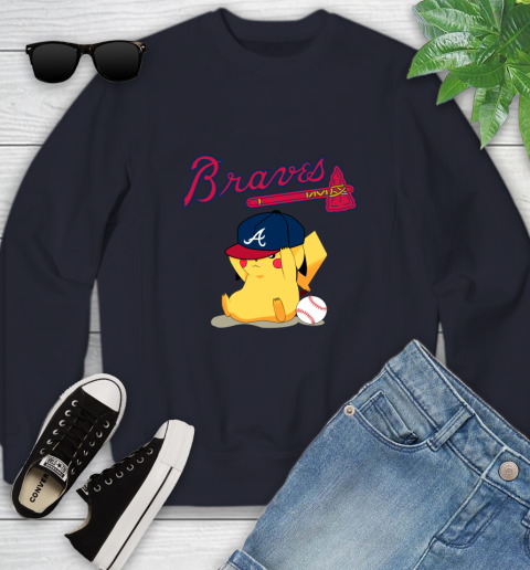 MLB Pikachu Baseball Sports Atlanta Braves Youth Sweatshirt 3