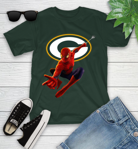NFL Spider Man Avengers Endgame Football Green Bay Packers Youth T-Shirt 5