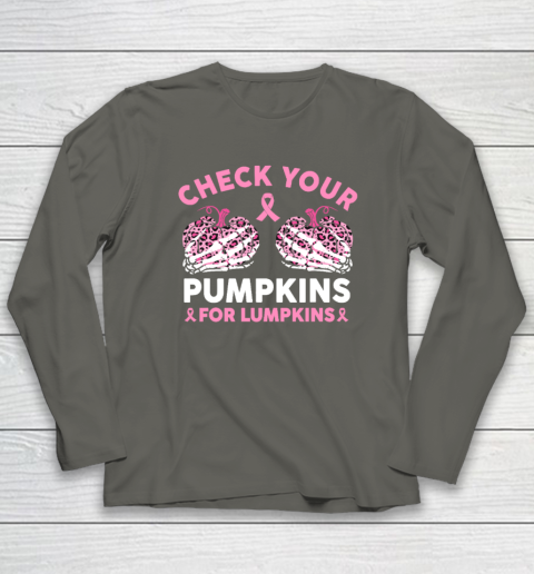 Check Your Pumpkins Breast Cancer Awareness Halloween Long Sleeve T-Shirt 4