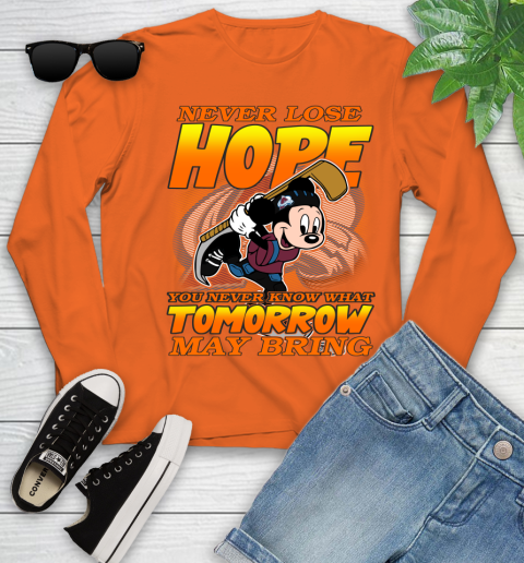 Colorado Avalanche NHL Hockey ootball Mickey Disney Never Lose Hope Youth Long Sleeve 3