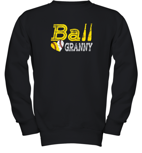 Baseball Softball Ball Heart Granny Shirt Mother's Day Gifts Youth Sweatshirt