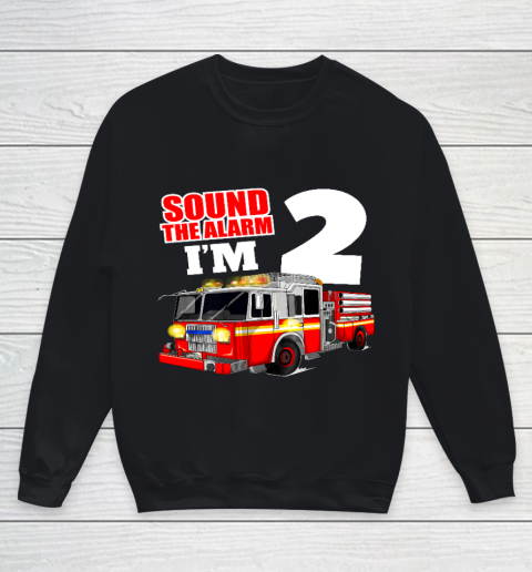 Kids Fire Truck 2nd Birthday T Shirt Boy Firefighter 2 Years Old Youth Sweatshirt