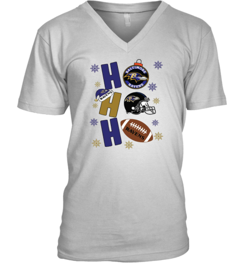 Baltimore Ravens Hohoho Santa Claus Christmas Football NFL V-Neck T-Shirt