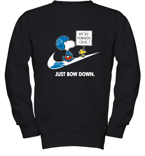 Detroit Lions Are Number One – Just Bow Down Snoopy Youth Sweatshirt
