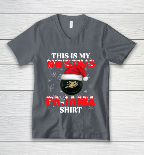 Anaheim Ducks This Is My Christmas Pajama Shirt NHL V-Neck T-Shirt 4