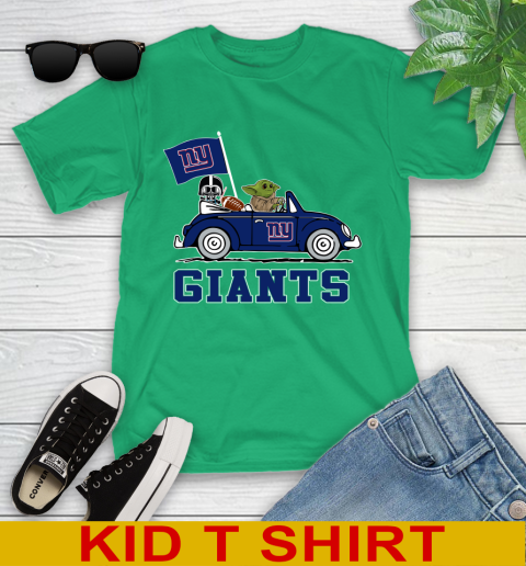 NFL Football New York Giants Darth Vader Baby Yoda Driving Star Wars Shirt Youth T-Shirt 6