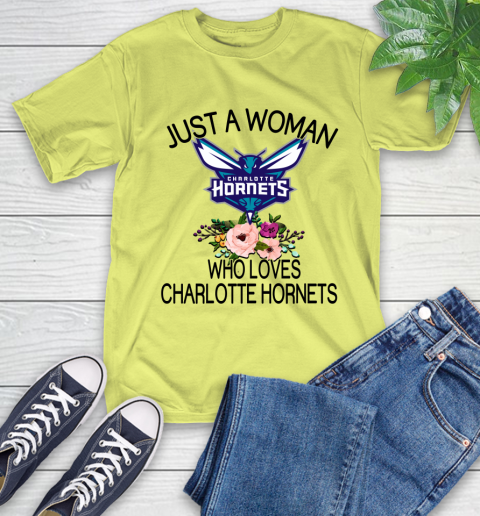NBA Just A Woman Who Loves Charlotte Hornets Basketball Sports T-Shirt 8