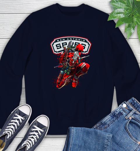 NBA Deadpool Marvel Comics Sports Basketball San Antonio Spurs Sweatshirt 3