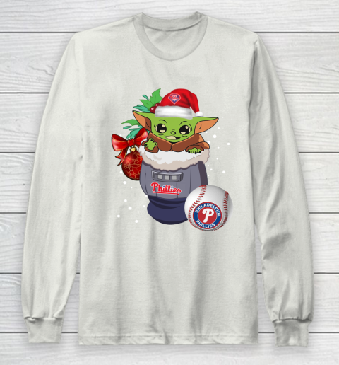 Philadelphia Phillies Christmas Baby Yoda Star Wars Funny Happy MLB Long Sleeve T-Shirt 12