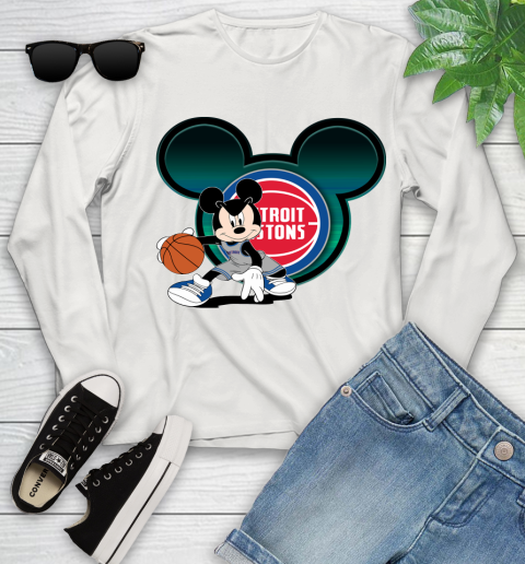 NBA Detroit Pistons Mickey Mouse Disney Basketball Youth Long Sleeve 12