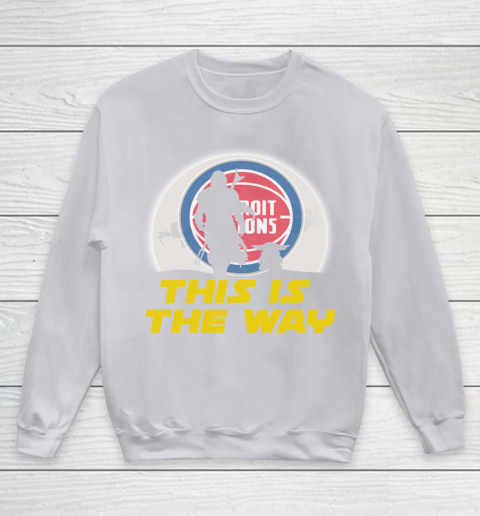 Detroit Pistons NBA Basketball Star Wars Yoda And Mandalorian This Is The Way Youth Sweatshirt 3